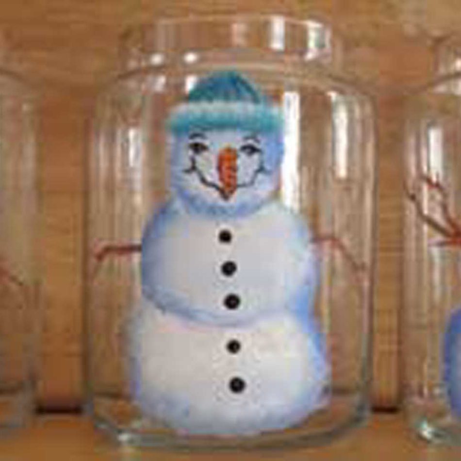 26 ounce candle Hand Painted Snowman