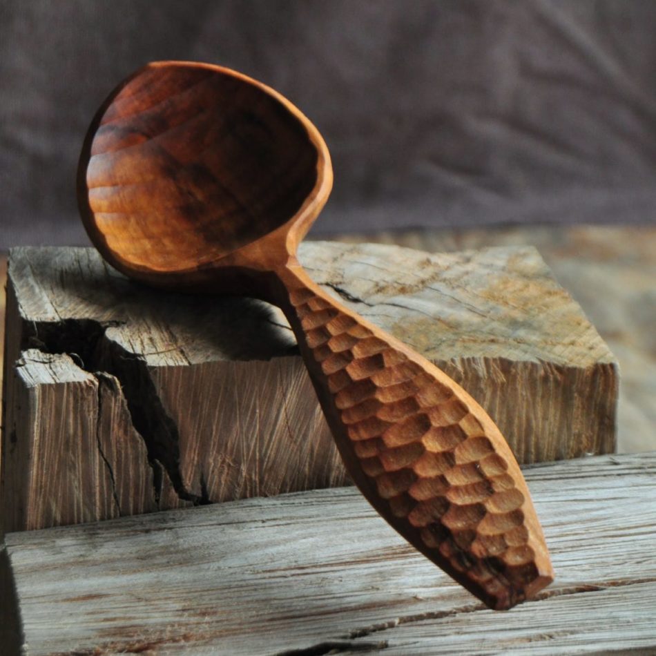 Apple Wood Spoon with a textured handle