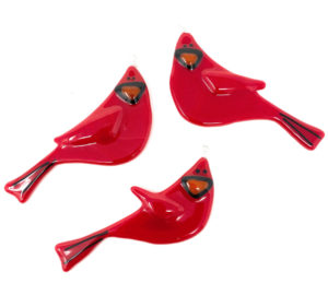 cardinal fused glass ornament