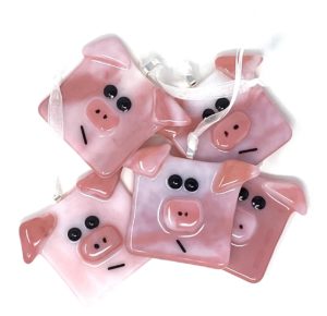 fused glass pig ornament